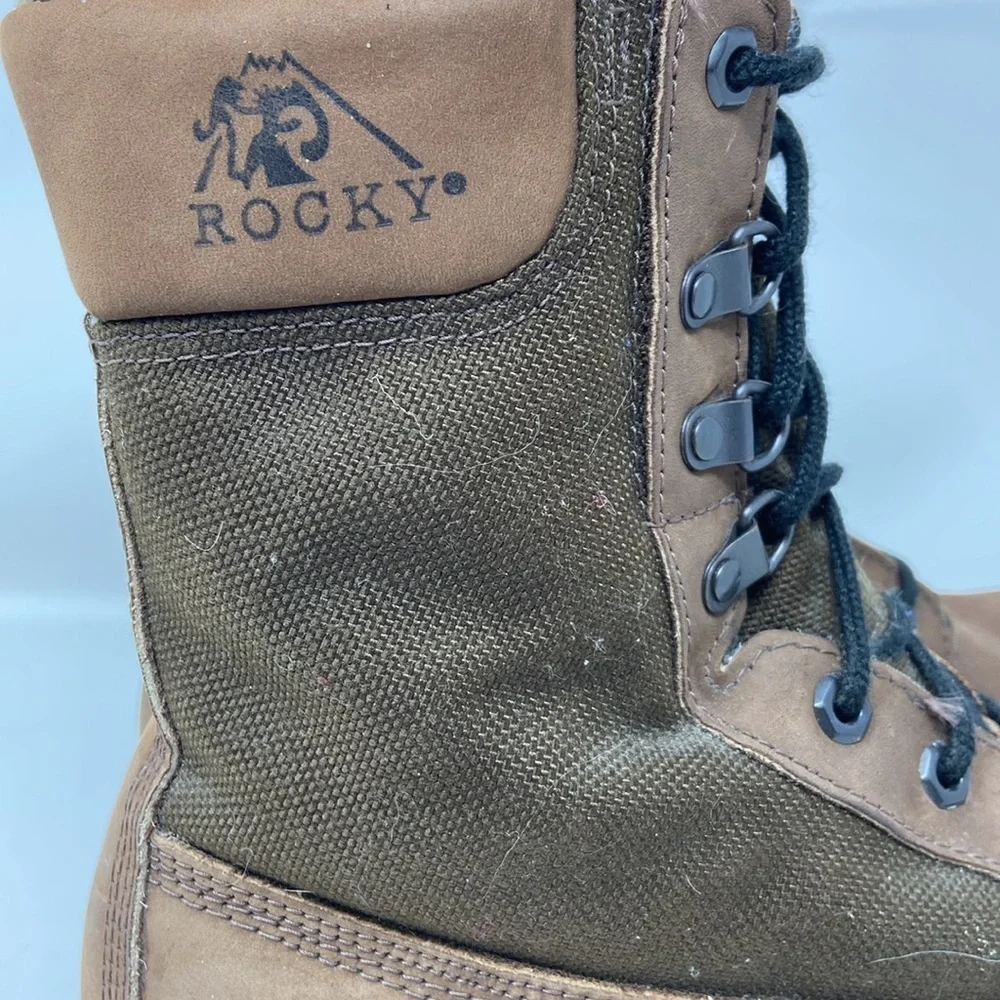 Rocky Men's RB 725 Brown Leather Mesh Thinsulate Army Combat Boots Size 10 MW